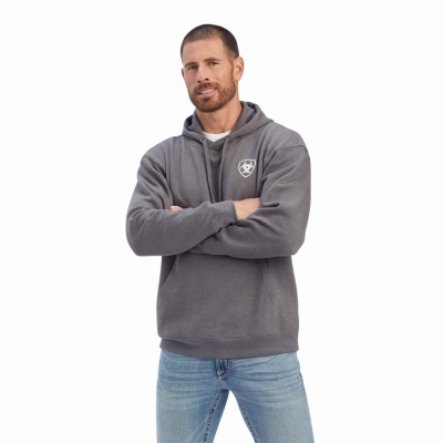 Grey Men's Ariat Southwest Shield Hoodies | 1860-ELQHM