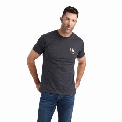 Grey Men's Ariat Wingspan Polo Shirts | 3087-MRDFV