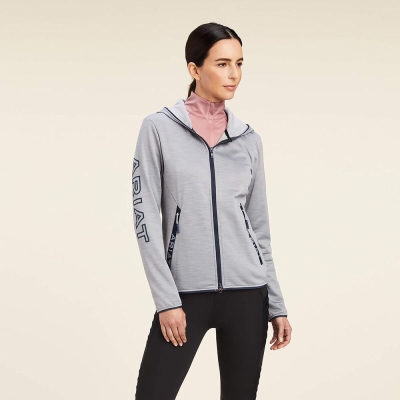 Grey Women's Ariat Byron Full Zip Hoodies | 2640-LZKIO