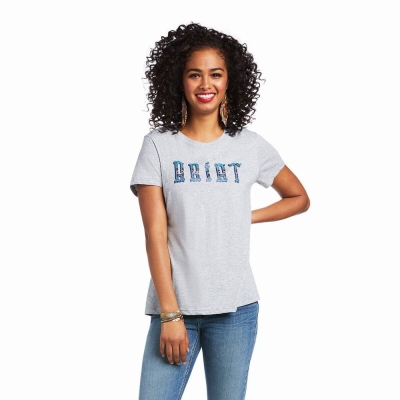 Grey Women's Ariat REAL Kinship Tops | 7162-AHTZC