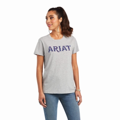 Grey Women's Ariat REAL Tribal Lore Relaxed Tops | 6127-SKGBP