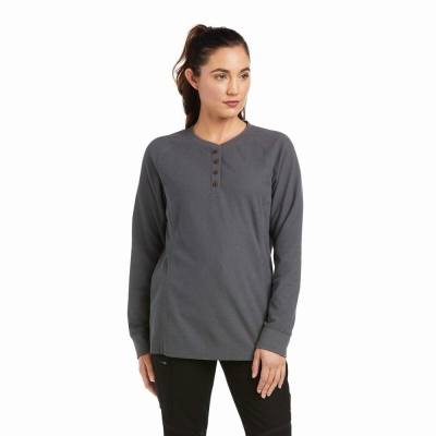 Grey Women's Ariat Rebar Thermal Shirts | 2491-KCTMS