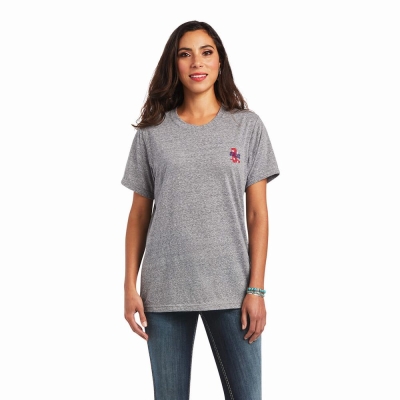 Grey Women's Ariat Singing the Blues Tops | 3745-UWDKE