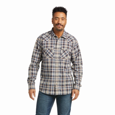 Indigo Men's Ariat Holland Retro Fit Shirts | 1987-SXEGA