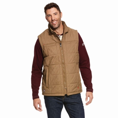 Khaki Men's Ariat FR Crius Insulated Jackets | 1960-CITNW