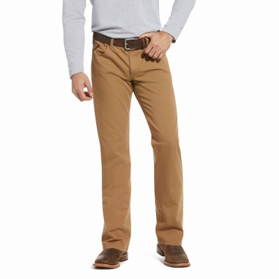 Khaki Men's Ariat M5 Slim Stretch Boone Pants | 6347-WQZER