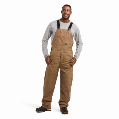 Khaki Men's Ariat Rebar DuraCanvas Stretch Insulated Pants | 3492-VUQGH