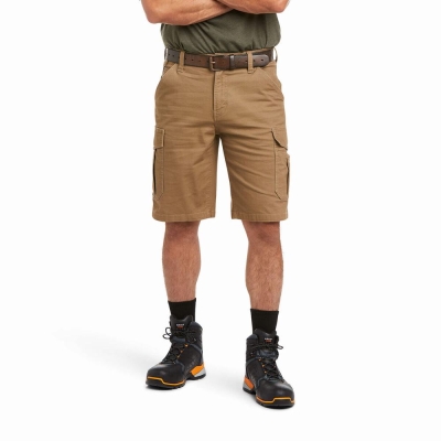 Khaki Men's Ariat Rebar DuraStretch Made Tough Cargo Pants | 1326-ROCYD