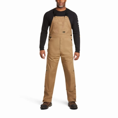 Khaki Men's Ariat Rebar Duracanvas Unlined Pants | 2587-AVIEN