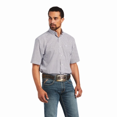 Lavender Men's Ariat Brecken Classic Fit Shirts | 1302-SAPDC