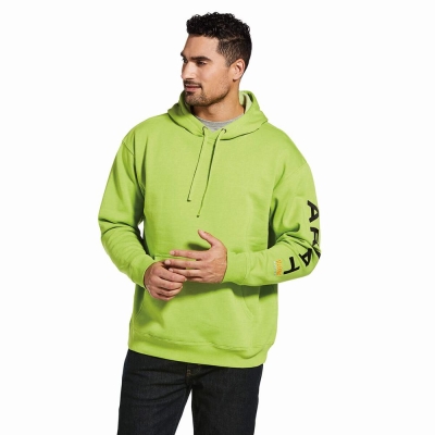 Light Green Black Men's Ariat Rebar Graphic Hoodies | 4620-XJEUY