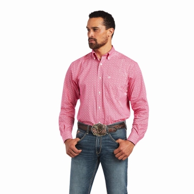 Light Rose Men's Ariat Malachi Stretch Classic Fit Shirts | 7104-VIJNS