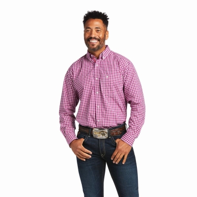 Light Rose Men's Ariat Pro Series Alexander Classic Fit Shirts | 5391-QNLDW