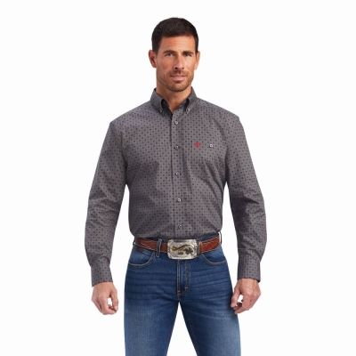 Multicolor Men's Ariat Relentless Steadfast Stretch Classic Fit Shirts | 0789-BIXFR