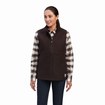 Multicolor Women's Ariat Rebar DuraCanvas Insulated Vests | 0781-GNLRM