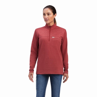 Multicolor Women's Ariat Rebar Foundation 1/4 Zip Shirts | 1956-KCJGD