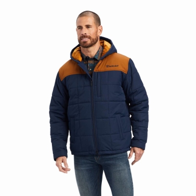 Navy Men's Ariat Crius Insulated Jackets | 2950-MTVQX