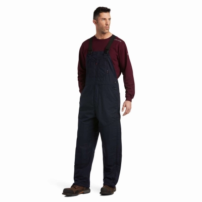 Navy Men's Ariat FR Insulated Overall 2.0 Pants | 1057-XDGHC