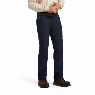 Navy Men's Ariat FR M5 DuraLight Ripstop Pants | 4590-JNYDW