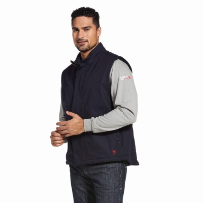 Navy Men's Ariat FR Workhorse Insulated Jackets | 4396-DZQBU