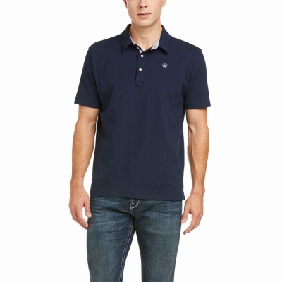 Navy Men's Ariat Medal English Riding | 5746-DEZSV