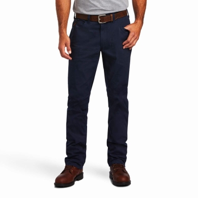 Navy Men's Ariat Rebar M4 Low Rise DuraStretch Made Tough Pants | 9264-GVZEJ