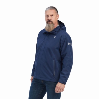 Navy Men's Ariat Rebar Stormshell Waterproof Jackets | 1376-XCJZU