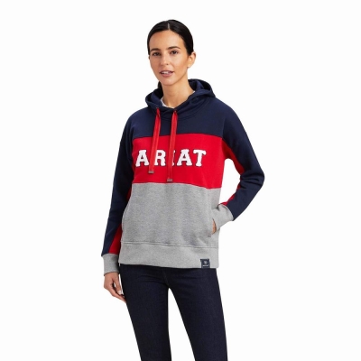 Navy Women's Ariat Rabere Team Hoodies | 7416-TNMQI