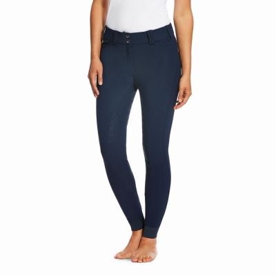 Navy Women's Ariat Tri Factor Grip Full Seat Breech Pants | 4231-SBATQ