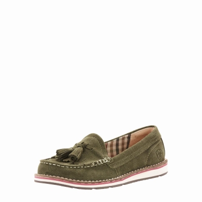 Olive Women's Ariat Tassel Cruiser Sneakers | 6481-FIMPJ