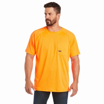 Orange Men's Ariat Rebar Heat Fighter Short Sleeve | 4239-EZJSB