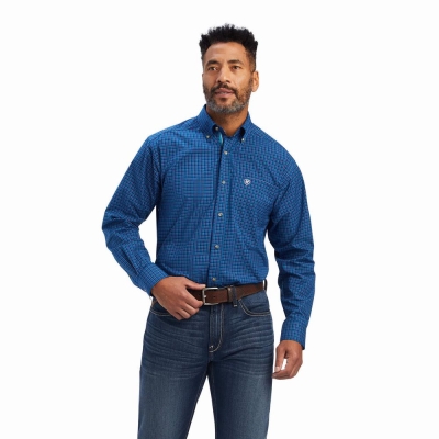 Peacock Men's Ariat Pro Series Bertrand Stretch Classic Fit Shirts | 5704-WEQGO