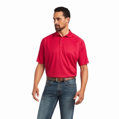 Pink Men's Ariat AC Polo Shirts | 7028-HDEXC