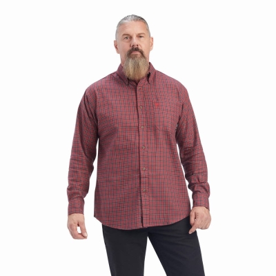 Pink Men's Ariat FR Payne Shirts | 8094-NTBZP