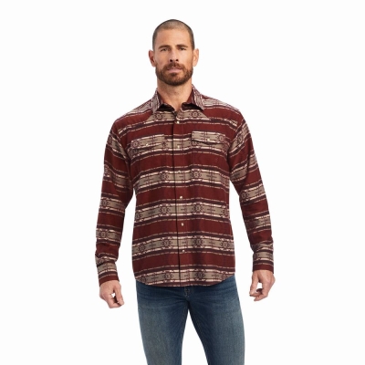 Pink Men's Ariat Hendrie Retro Fit Shirts | 1279-TAKDY