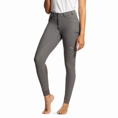 Purple Grey Women's Ariat Triton Grip Full Seat Breech Pants | 2730-AXOWG