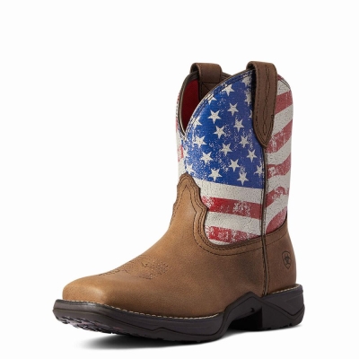 Red Brown Women's Ariat Anthem Patriot Western Boots | 6913-TYDXM