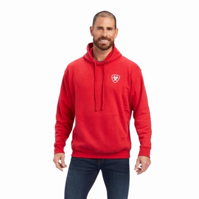 Red Men's Ariat 93 Liberty Hoodies | 0271-BQUPL