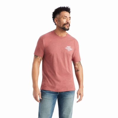 Red Men's Ariat Eagle Polo Shirts | 6501-ZTVAN