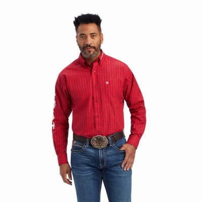 Red Men's Ariat Team Maximus Classic Fit Shirts | 1964-VAZIO