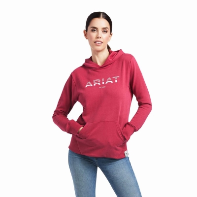 Red Women's Ariat 3D Logo 2.0 Hoodies | 0568-SRWMK