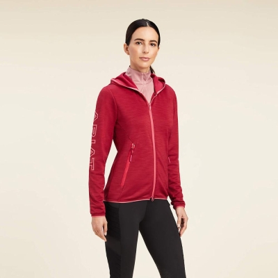 Red Women's Ariat Byron Full Zip Hoodies | 7503-YMCJD