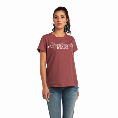 Rose Brown Women's Ariat REAL Bucking Bronc Tops | 6395-PNKQW