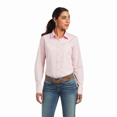 Rose White Women's Ariat Kirby Stretch Tops | 9084-TSIAD