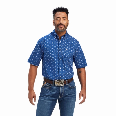 Royal Blue Men's Ariat Jai Classic Fit Shirts | 8523-WVLPS