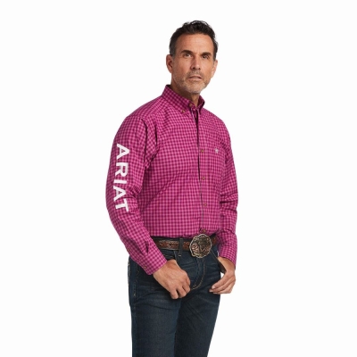 Royal Purple Men's Ariat Pro Series Team Tarletan Classic Fit Shirts | 7482-ZLMFS