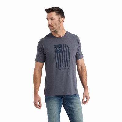 Titanium Men's Ariat Faded Polo Shirts | 1485-LSMJE