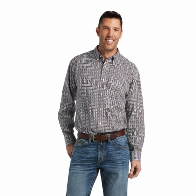 White Men's Ariat Beal Classic Fit Shirts | 3964-GPUDA