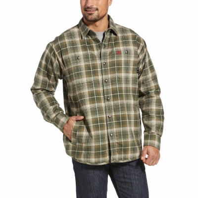 White Men's Ariat FR Monument Shirts | 5623-GPHER