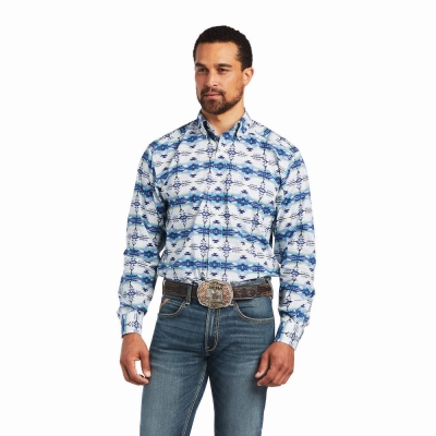 White Men's Ariat Irvin Classic Fit Shirts | 1567-DBXTY